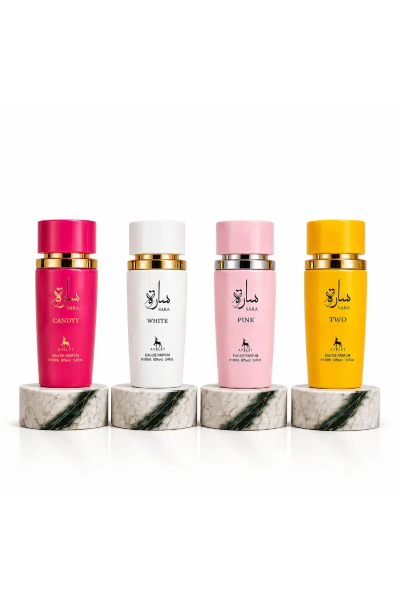 Set of 4 Arabian Perfumes for Women Sara Pink, Sara White, Sara Candy & Sara Two