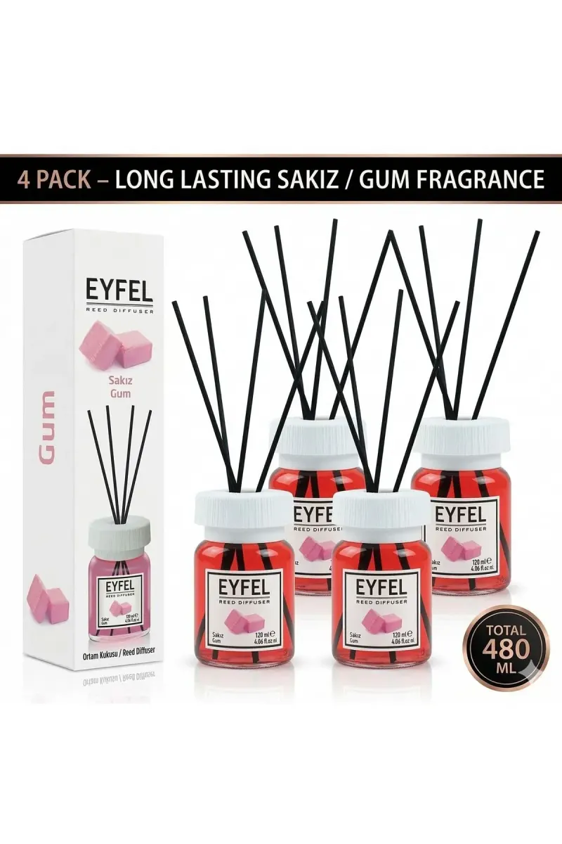 Room Freshener with Sticks, Gum, 120ml x4