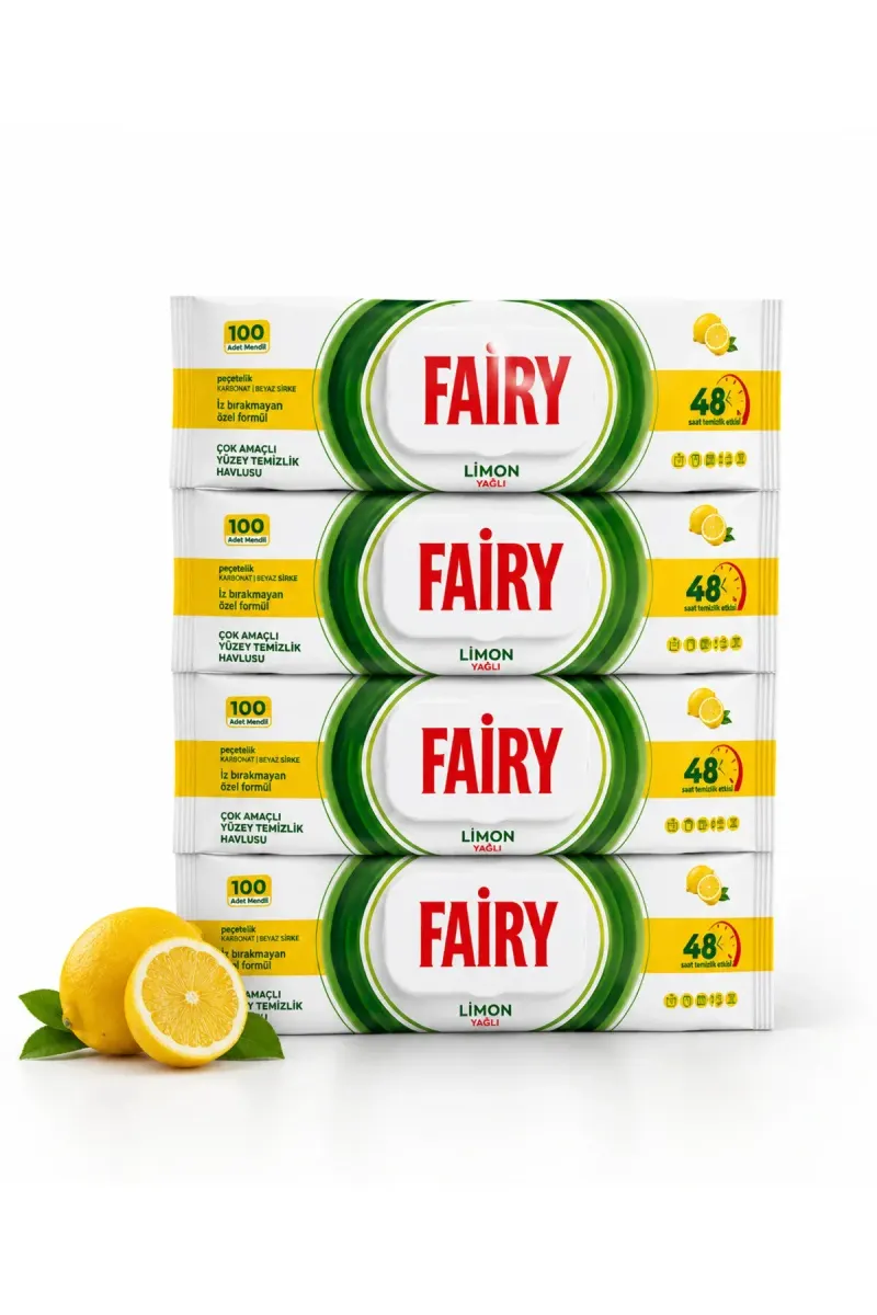 Wet wipes for cleaning surfaces, Lemon, 4 x 100 pcs
