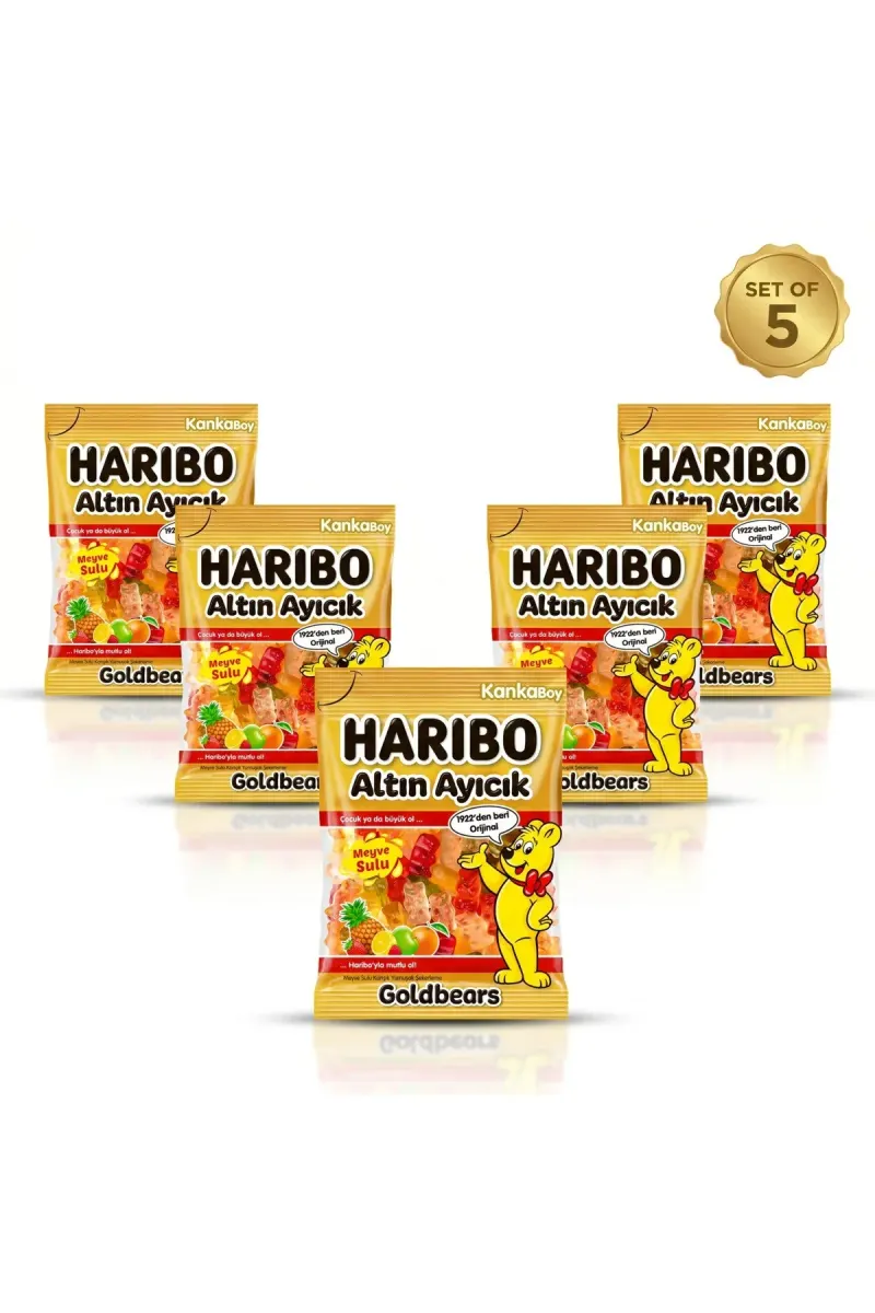 Golden Bears Fruity Mixed Flavor Chewing Gum - Multi-Pack (5x80G Pack)