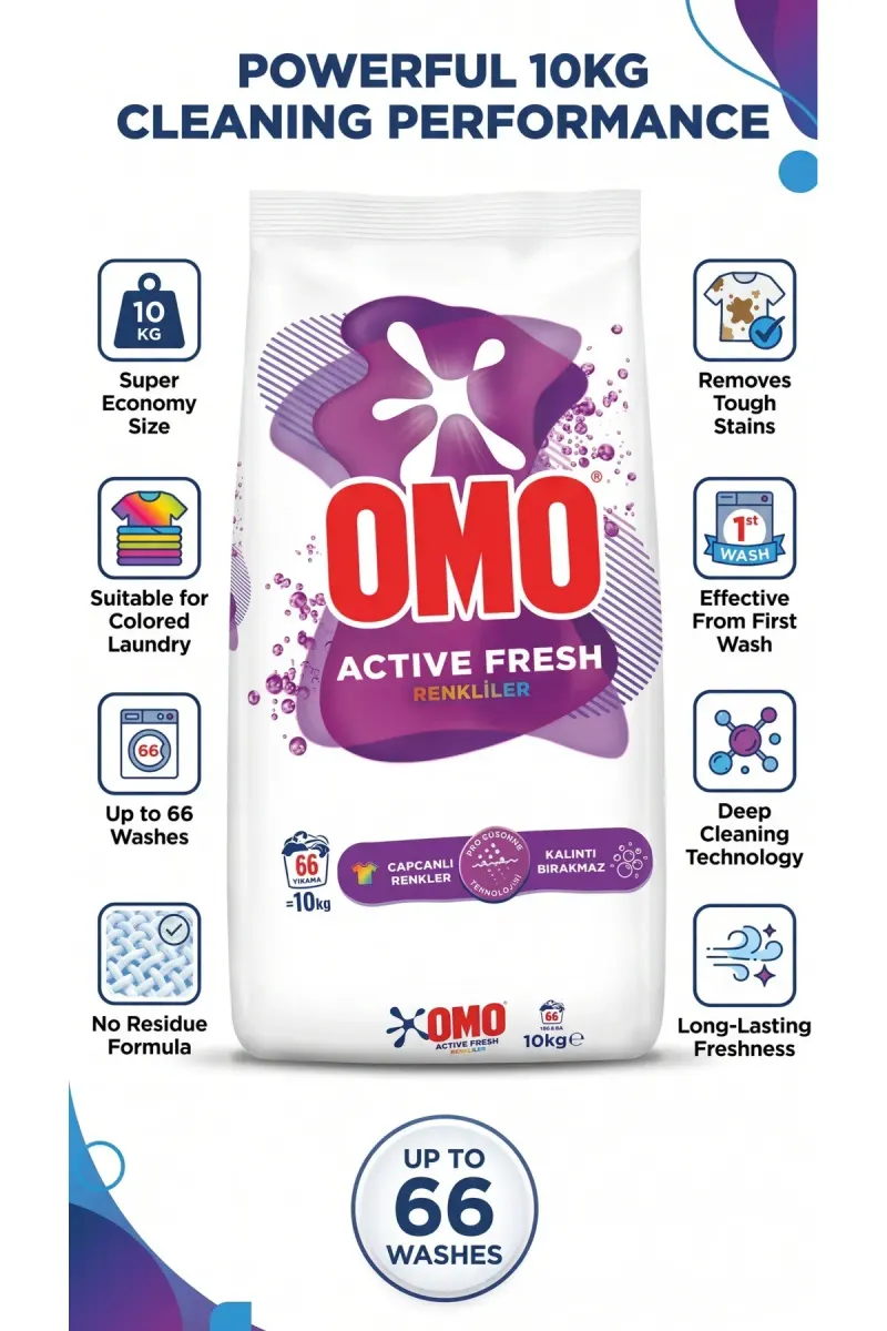 Active White Laundry Detergent Powder 10 KG (66 Washes)