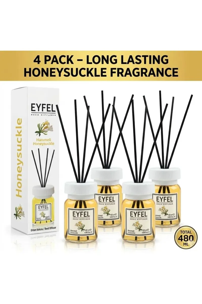 Room Freshener with Sticks, Honeysuckle, 120ml x4