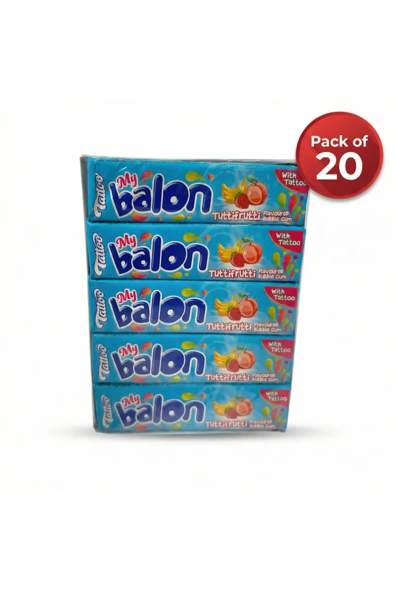 My Balon Fruit Bubble Gum with Tattoos. Delicious flavors & fun inside! - 20 PCS -