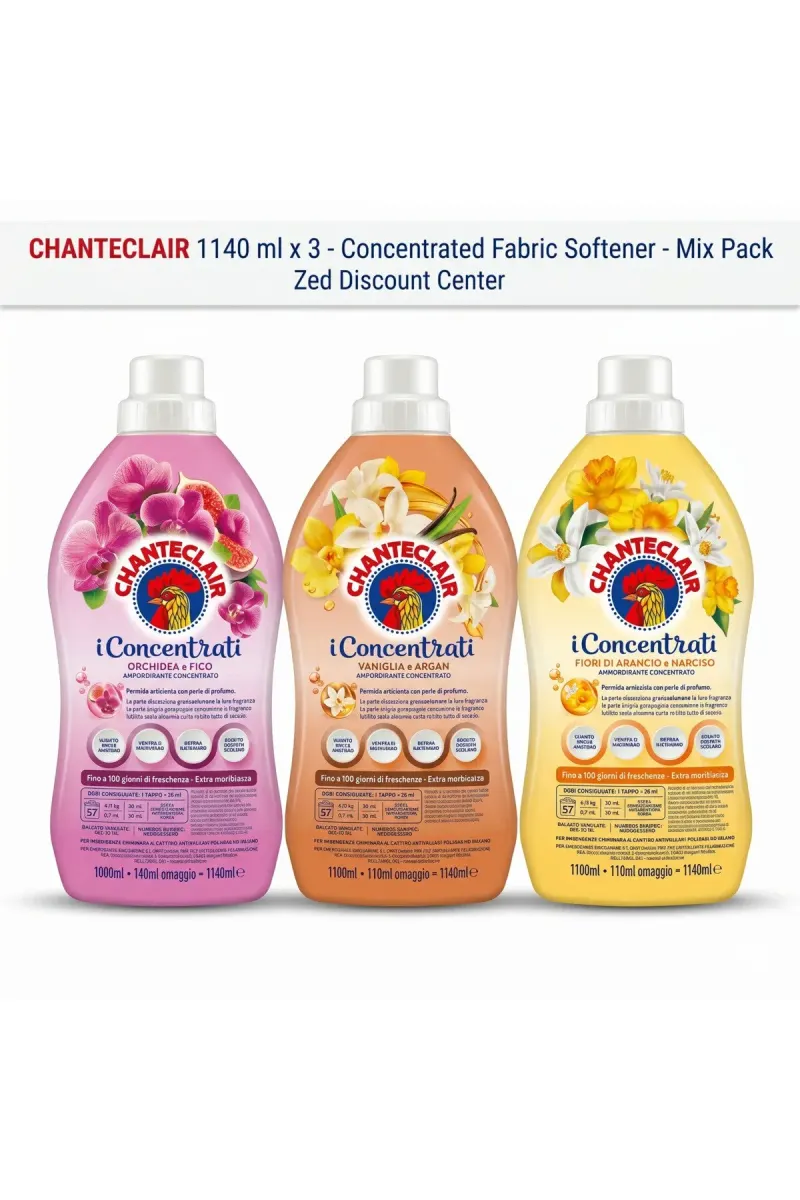 Concentrated Fabric Softener 1140ml x3 Mix Pack (Orange Blossom and Daffodil - Peony and Magnolia - Vanilla and Argan)