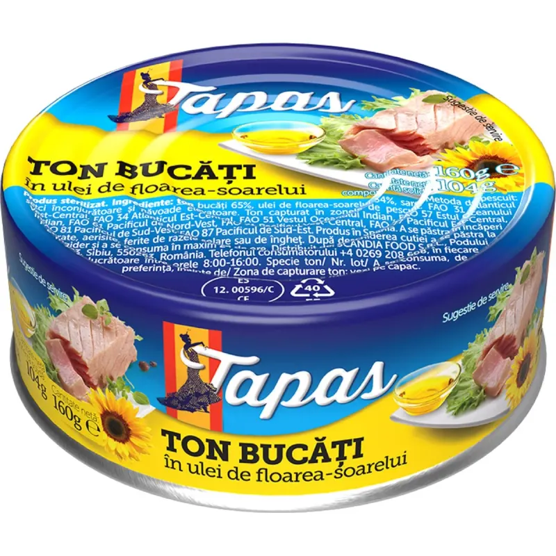 TAPAS Ton Bucati in Ulei Floarea Soarelui 160 g